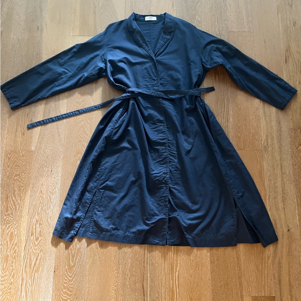 Uniqlo Dark Blue Women's oversized shirt dress with belt gently worn